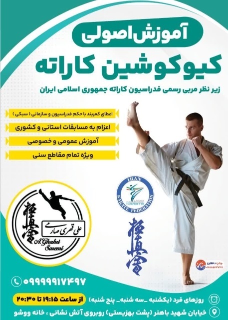 آموزش اصولی کیوکوشین کاراته ملایر زیر نظر مربی رسمی فدارسیون کاراته استاد علی قهری صارمی